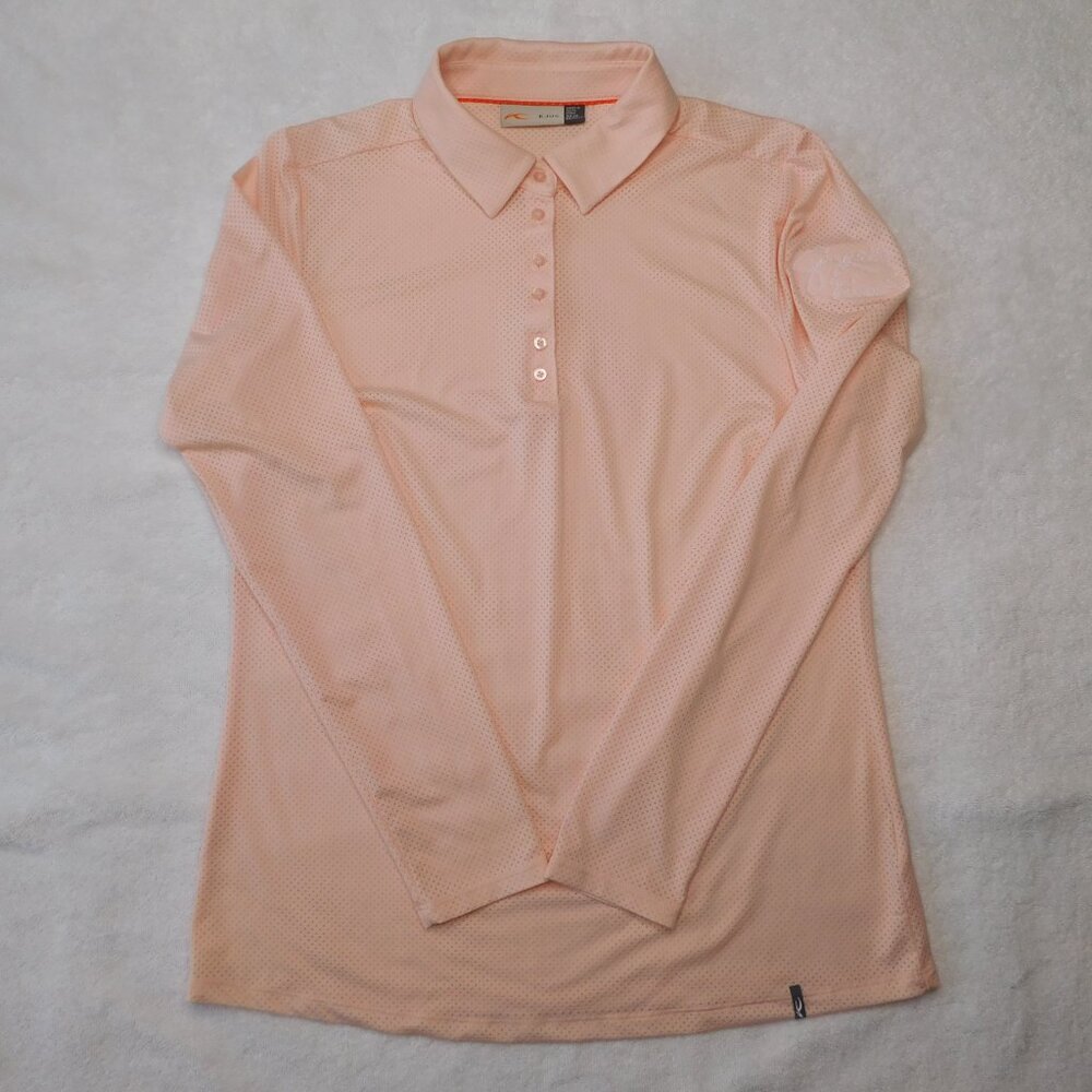 KJUS Peach Eve Long Sleeve Golf Polo | 1/4 Button Down | Gamble Sands | EUC | M - Picture 8 of 9